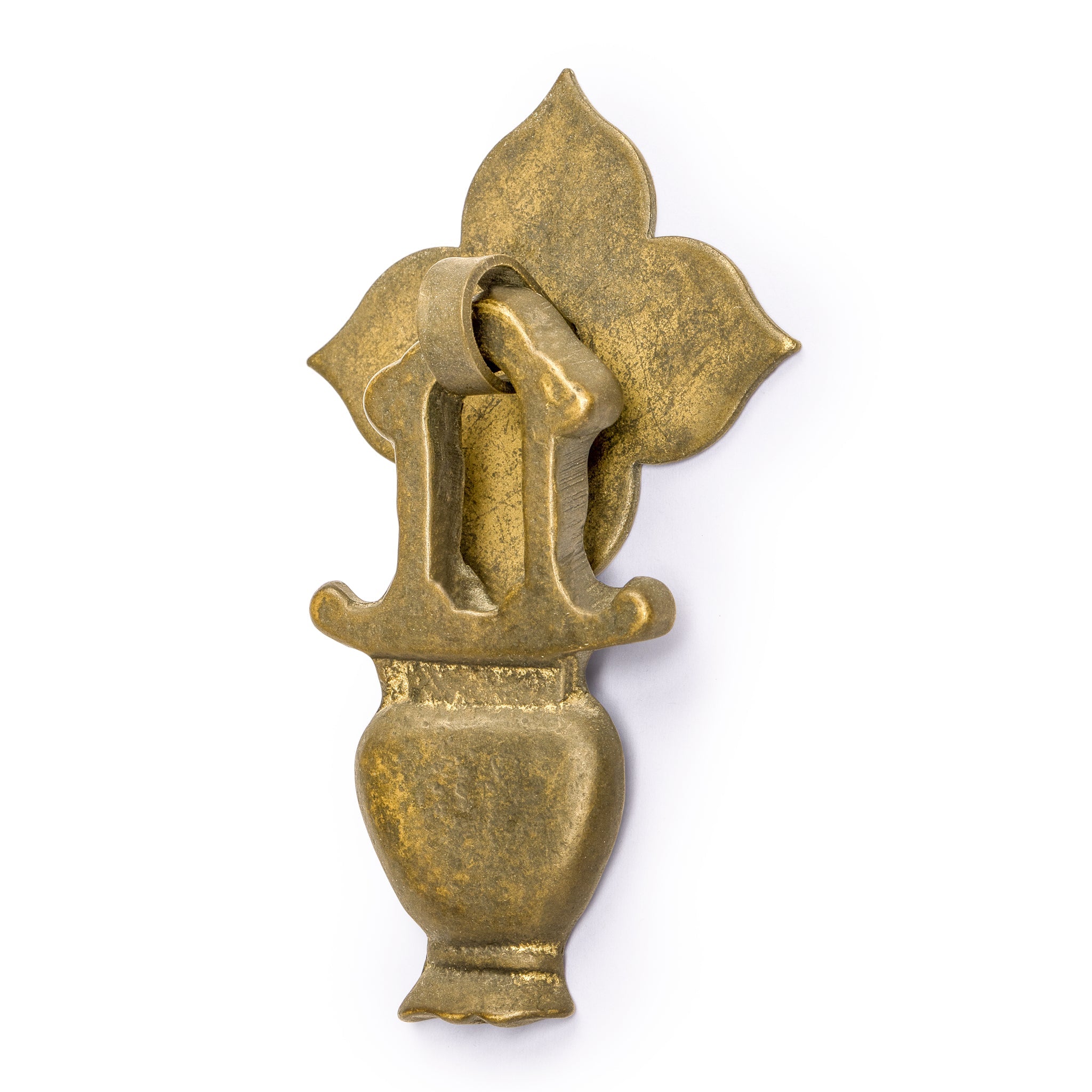 Golden Furnace and Flower Pulls 2.1" - Set of 2-Chinese Brass Hardware