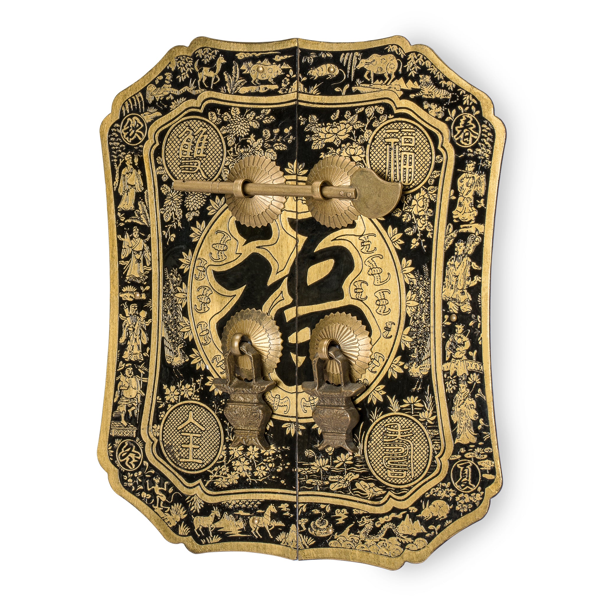 Good Fortune Cabinet Face Plate 8.7"-Chinese Brass Hardware