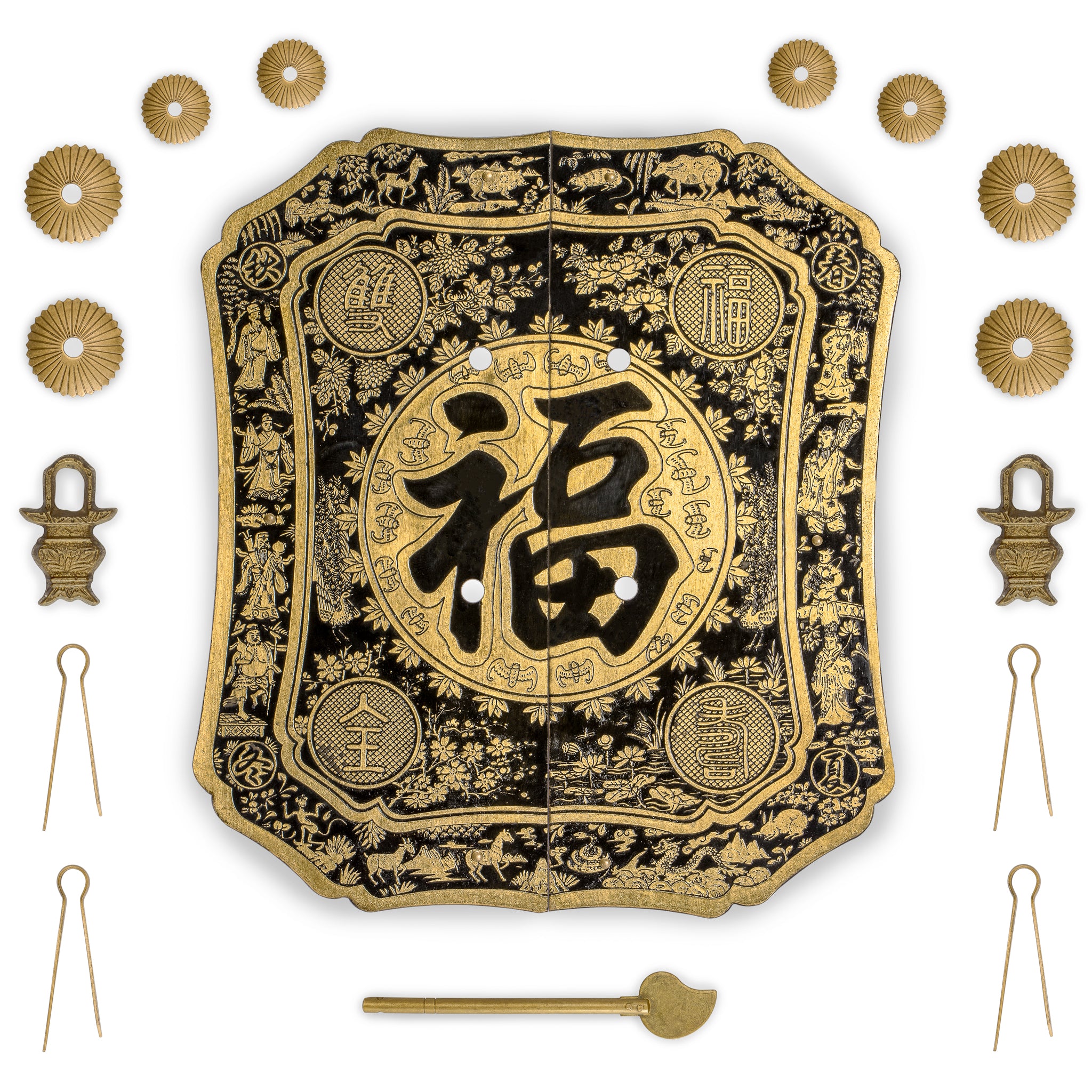 Good Fortune Cabinet Face Plate 8.7"-Chinese Brass Hardware