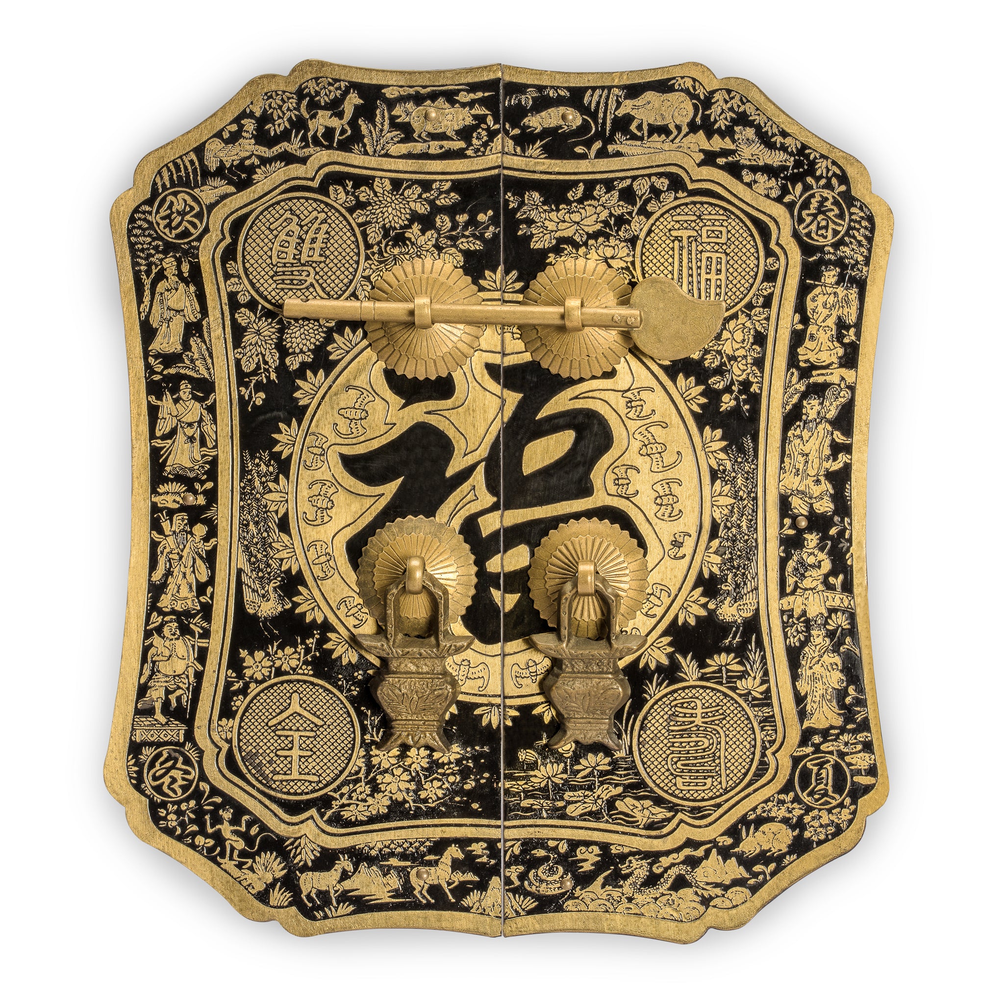 Good Fortune Cabinet Face Plate 8.7"-Chinese Brass Hardware