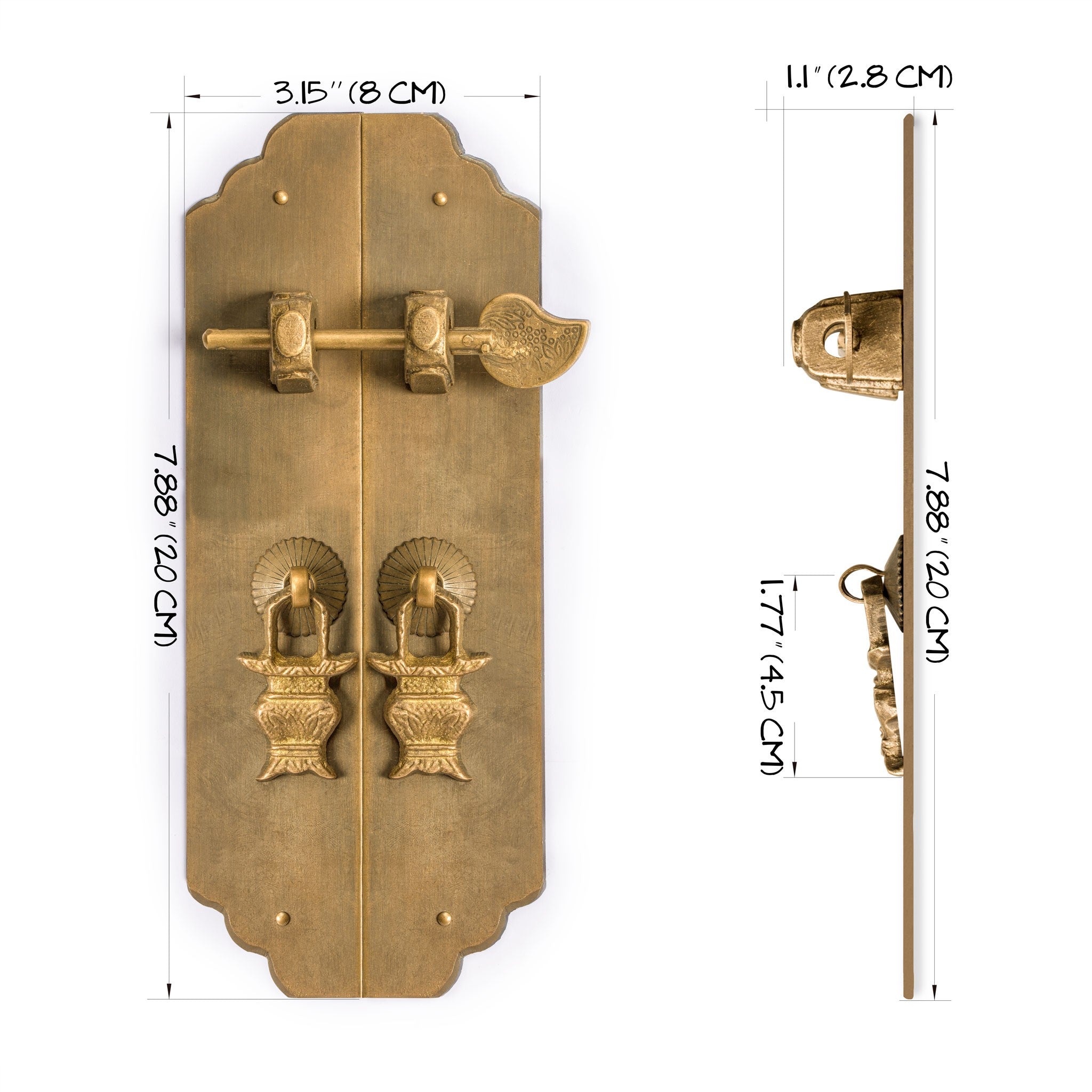 Hardware Philosophy Art Deco Brass Cabinet Hardware Strip Pulls Set (7.88")-Chinese Brass Hardware