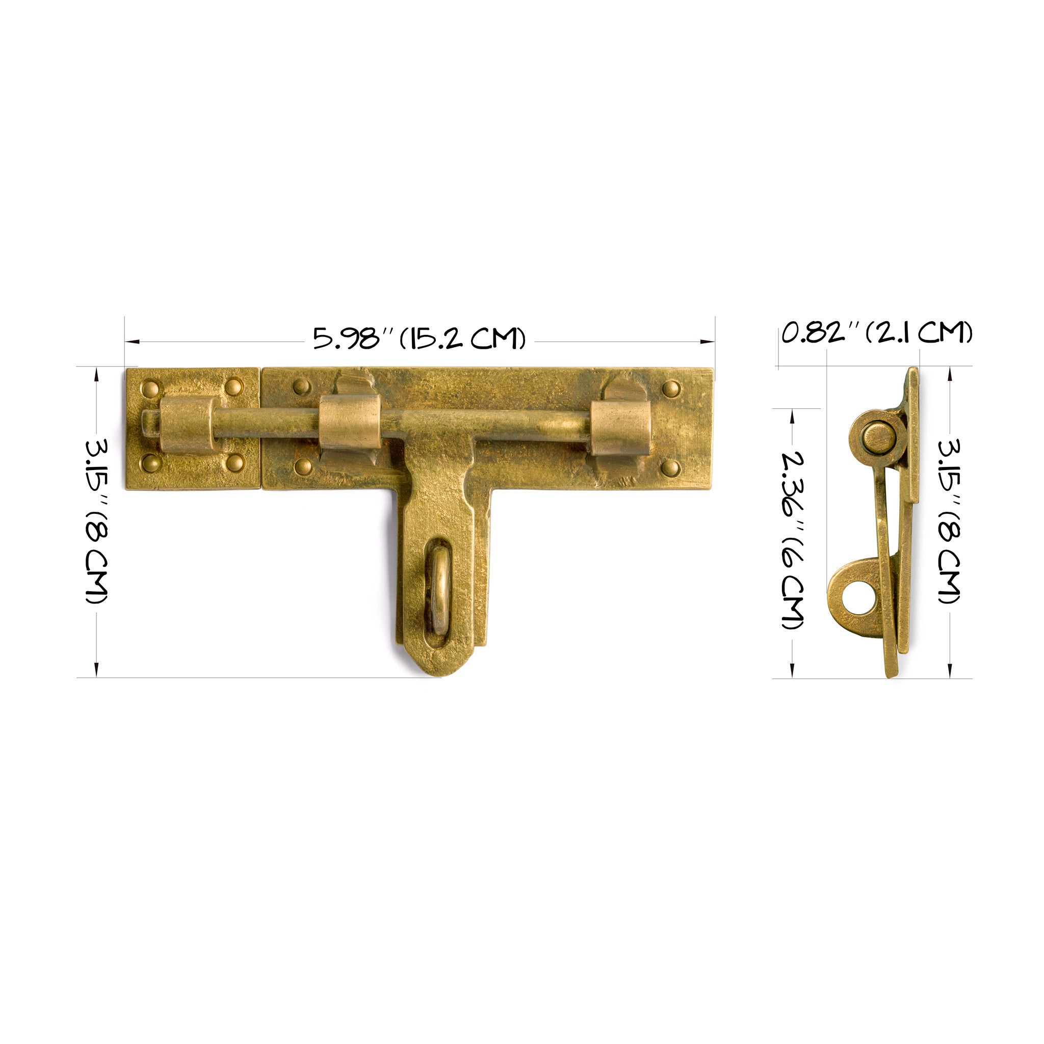 Hardware Philosophy Lockable Slide Latch Bolt Receiver 4.75"-Chinese Brass Hardware
