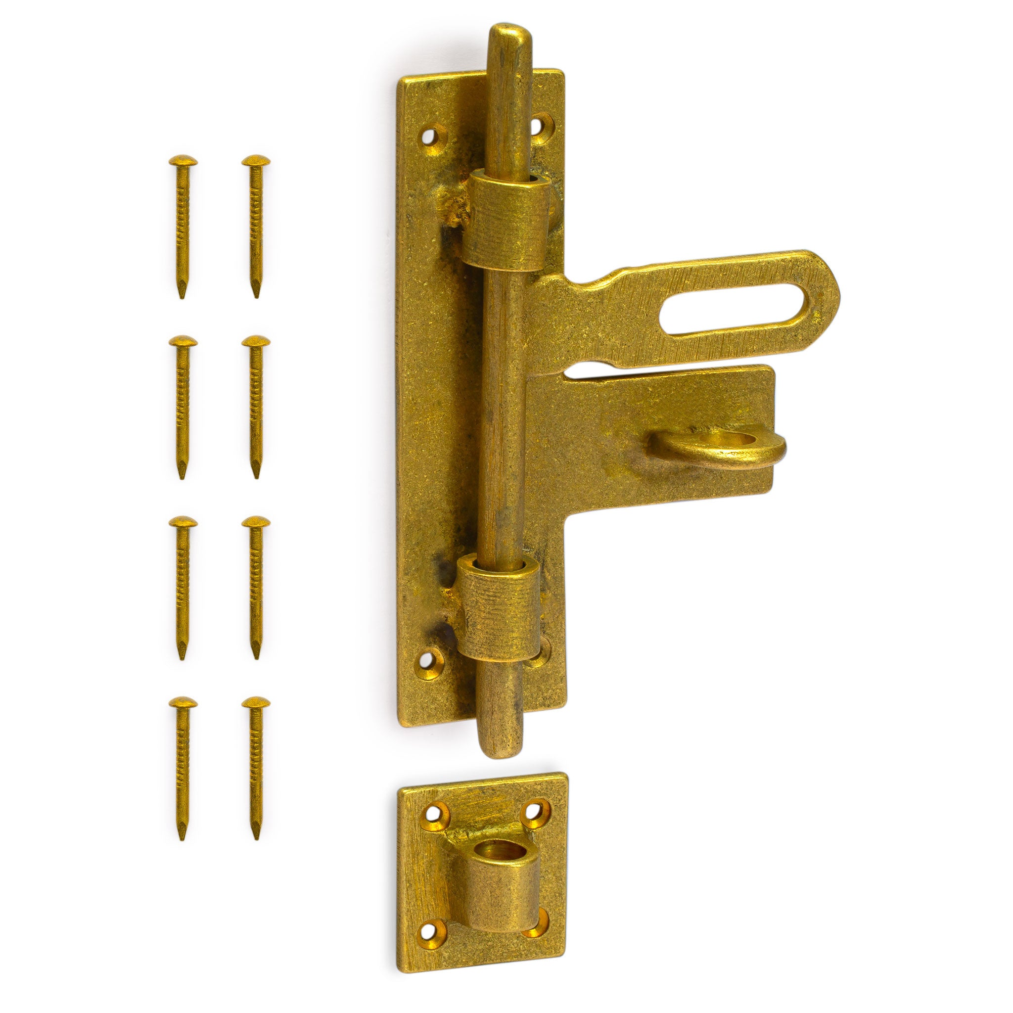 Hardware Philosophy Lockable Slide Latch Bolt Receiver 4.75"-Chinese Brass Hardware
