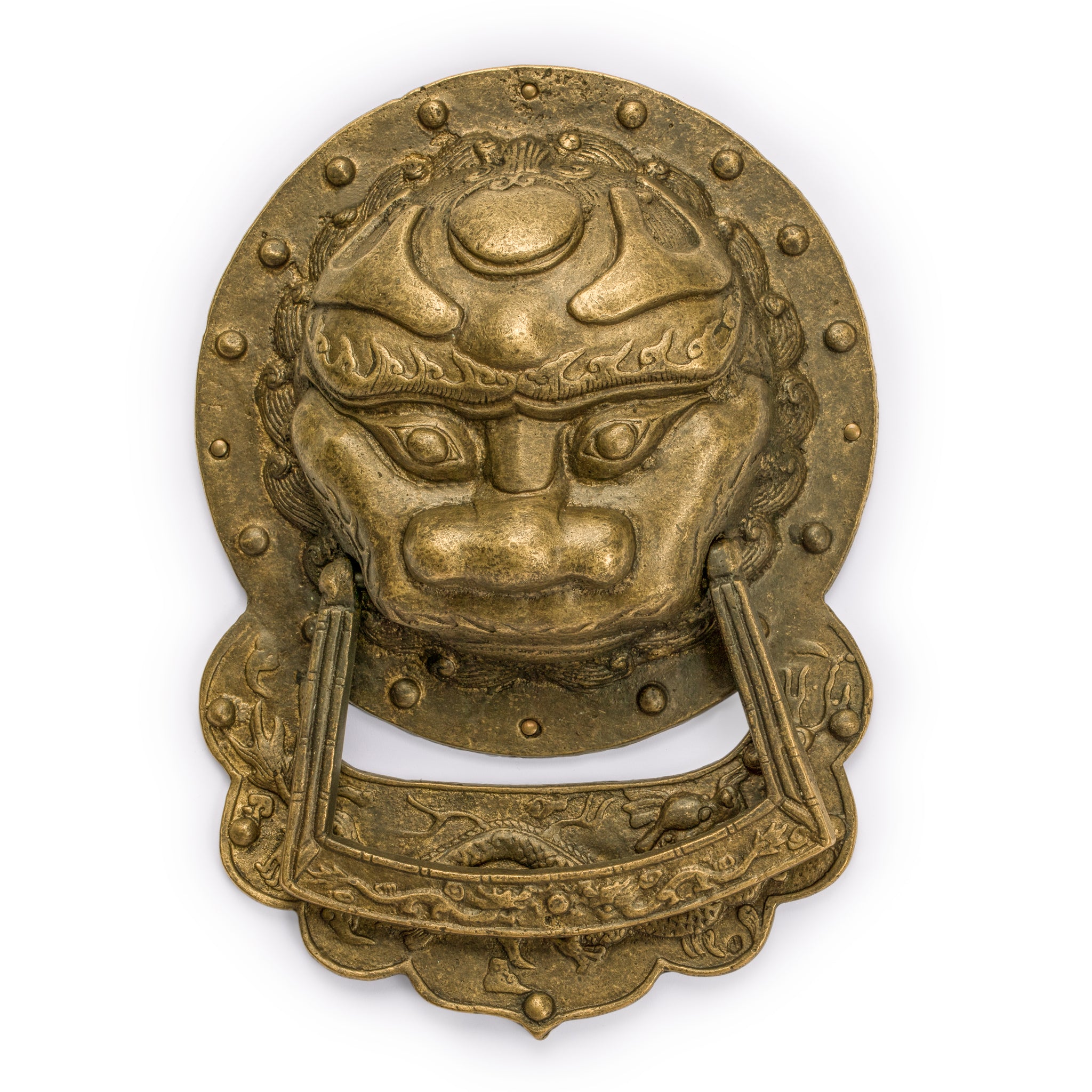 King Lion Door Knocker Pull 9.5"-Chinese Brass Hardware