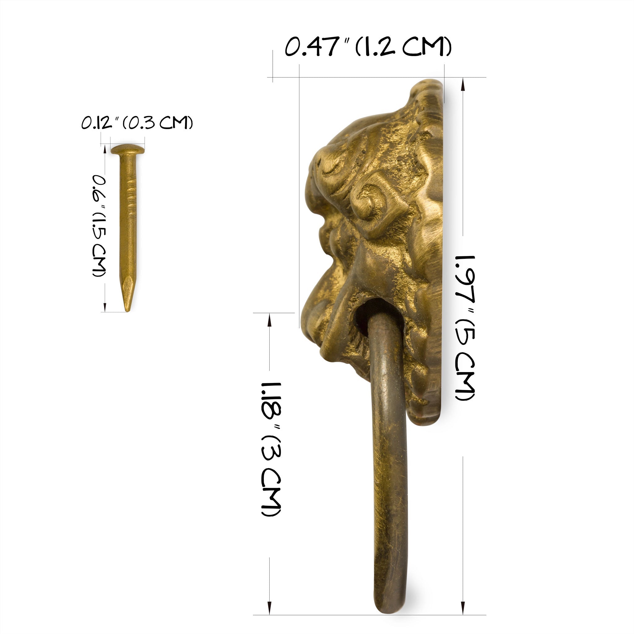Lion's Roar Pulls 2" - Set of 2-Chinese Brass Hardware