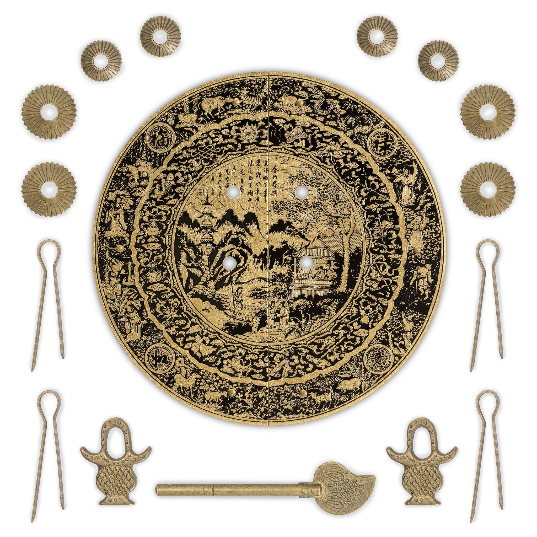 Mountain Scenery Cabinet Face Plate 5.5"-Chinese Brass Hardware