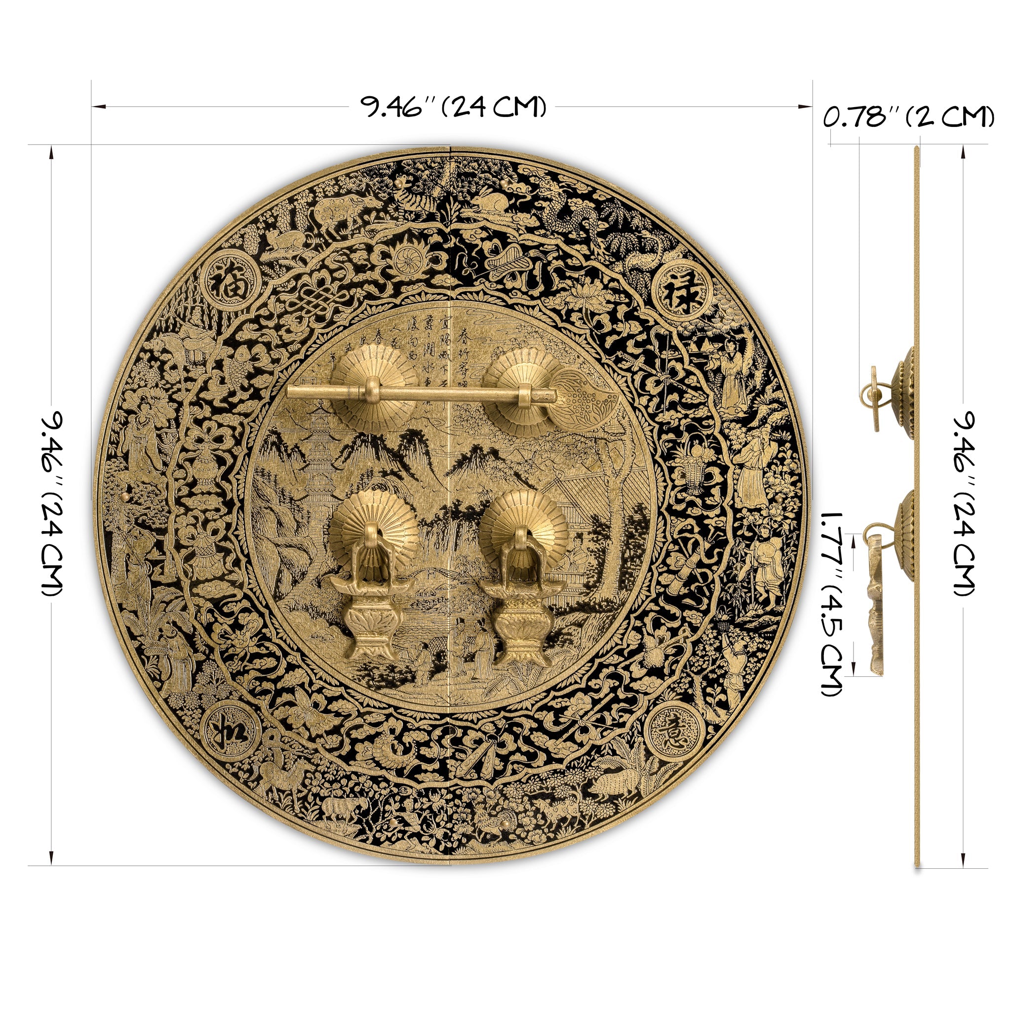 Mountain Scenery Cabinet Face Plate 9-1/2"-Chinese Brass Hardware