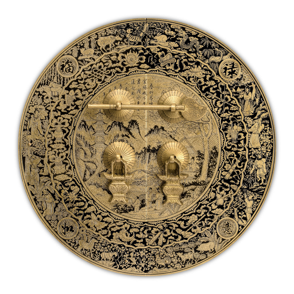Mountain Scenery Cabinet Face Plate 9-1/2"-Chinese Brass Hardware