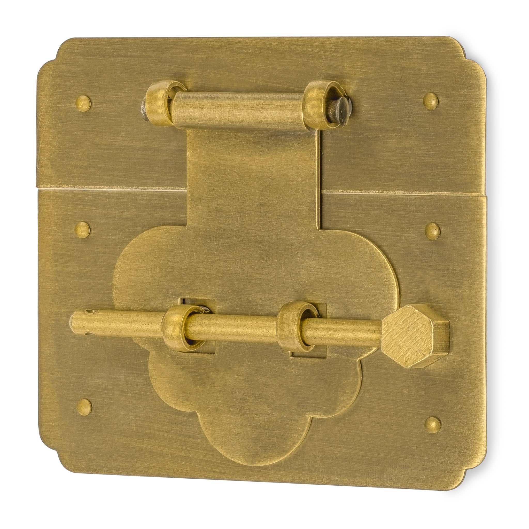 Mushroom Square Chest Box Face Plate Latch (3.5" x 3.1")-Chinese Brass Hardware