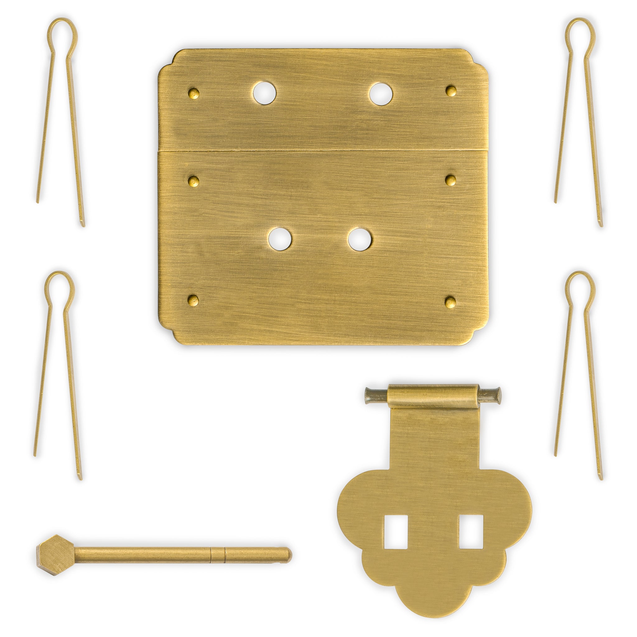 Mushroom Square Chest Box Face Plate Latch (3.5" x 3.1")-Chinese Brass Hardware