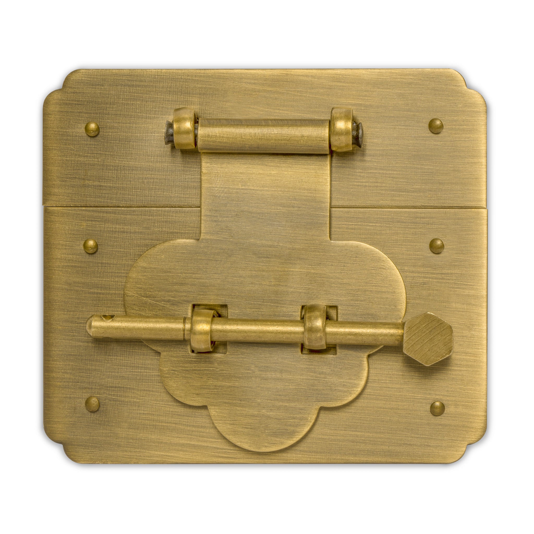 Mushroom Square Chest Box Face Plate Latch (3.5" x 3.1")-Chinese Brass Hardware