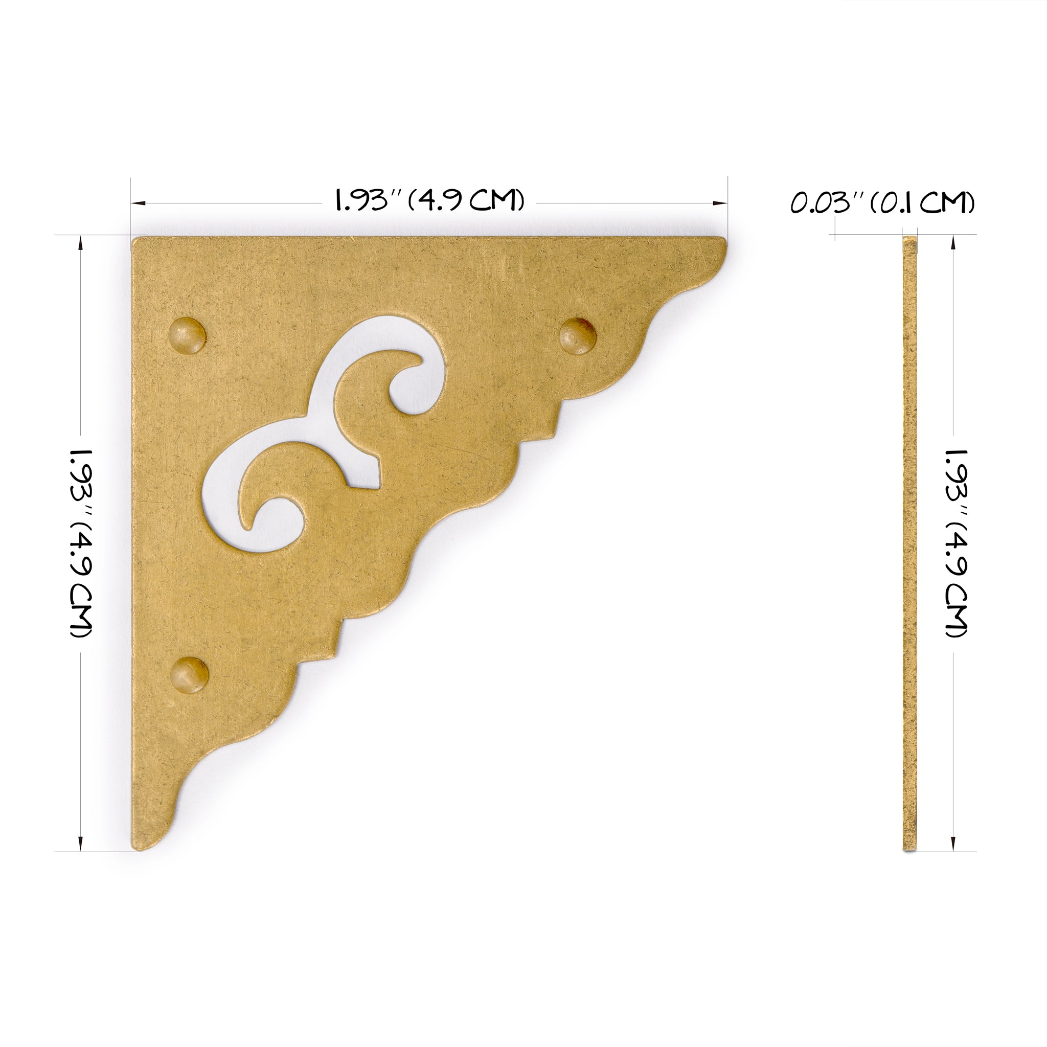 Ocean Wave Brass Corner Hardware 1.9" - Set of 2-Chinese Brass Hardware