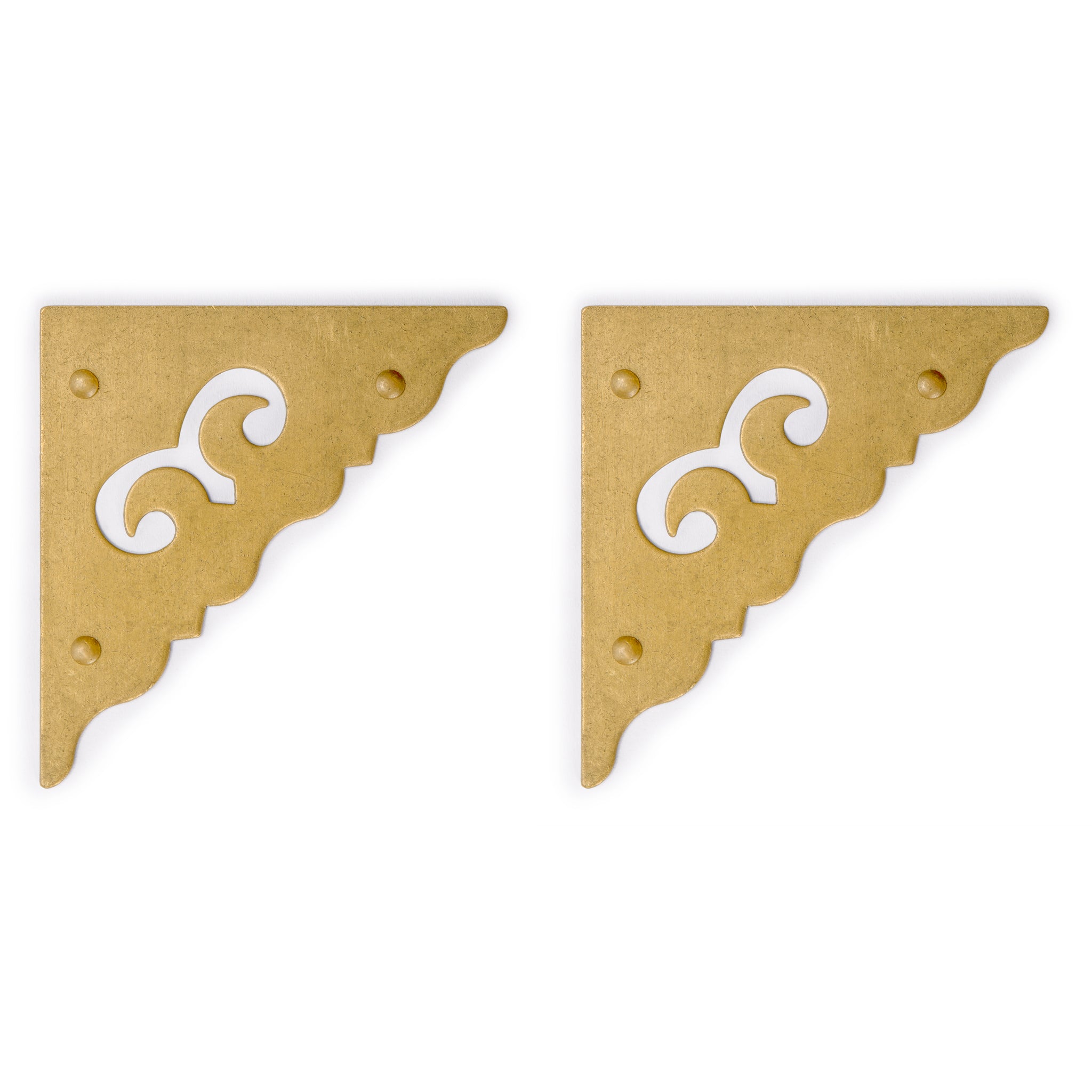 Ocean Wave Brass Corner Hardware 1.9" - Set of 2-Chinese Brass Hardware