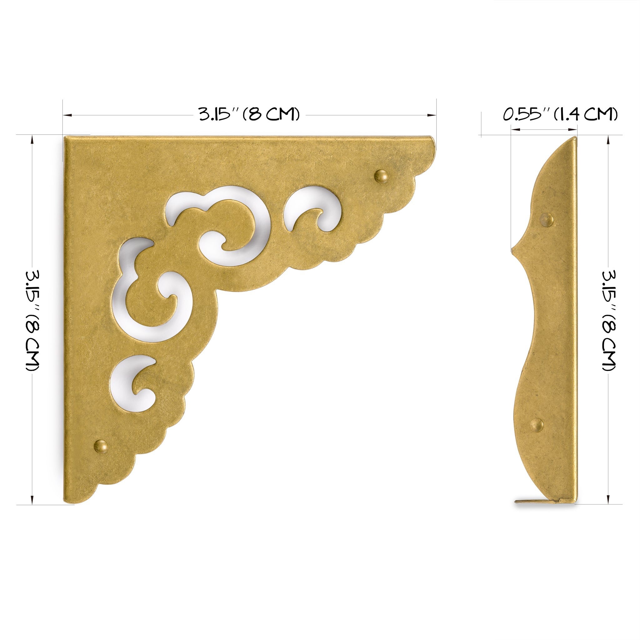 Ocean Wave Corner Plate 3.1" - Set of 2-Chinese Brass Hardware