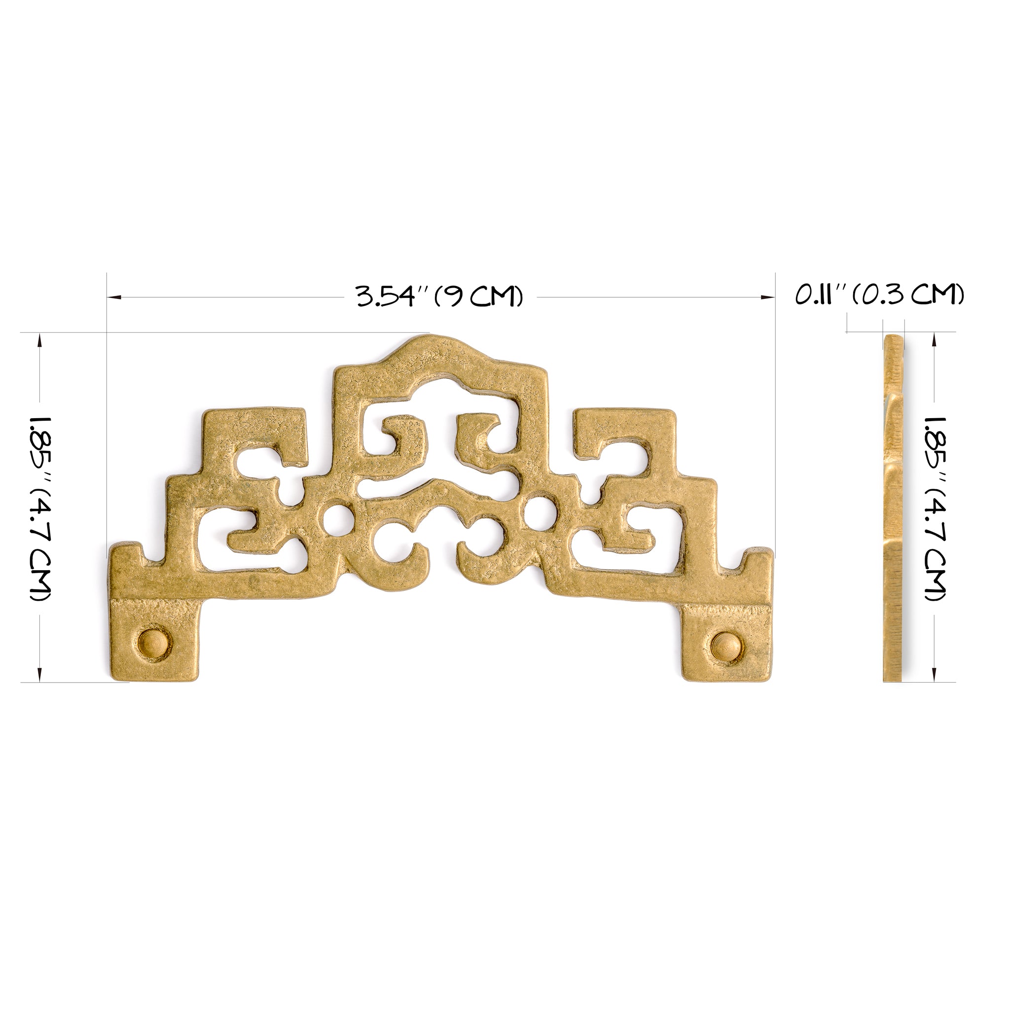 Old China Style Picture Hook Hanger 3.5 x 1.9" - Set of 1-Chinese Brass Hardware