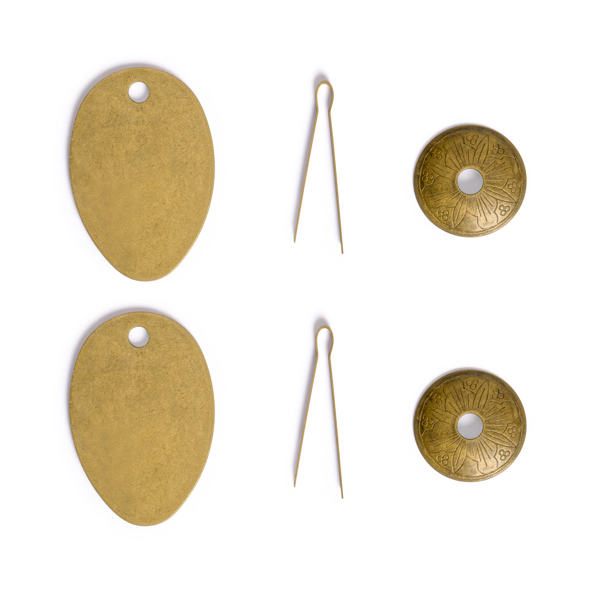Oval Pulls with Engraved Round Backplate 2.6" - Set of 2-Chinese Brass Hardware