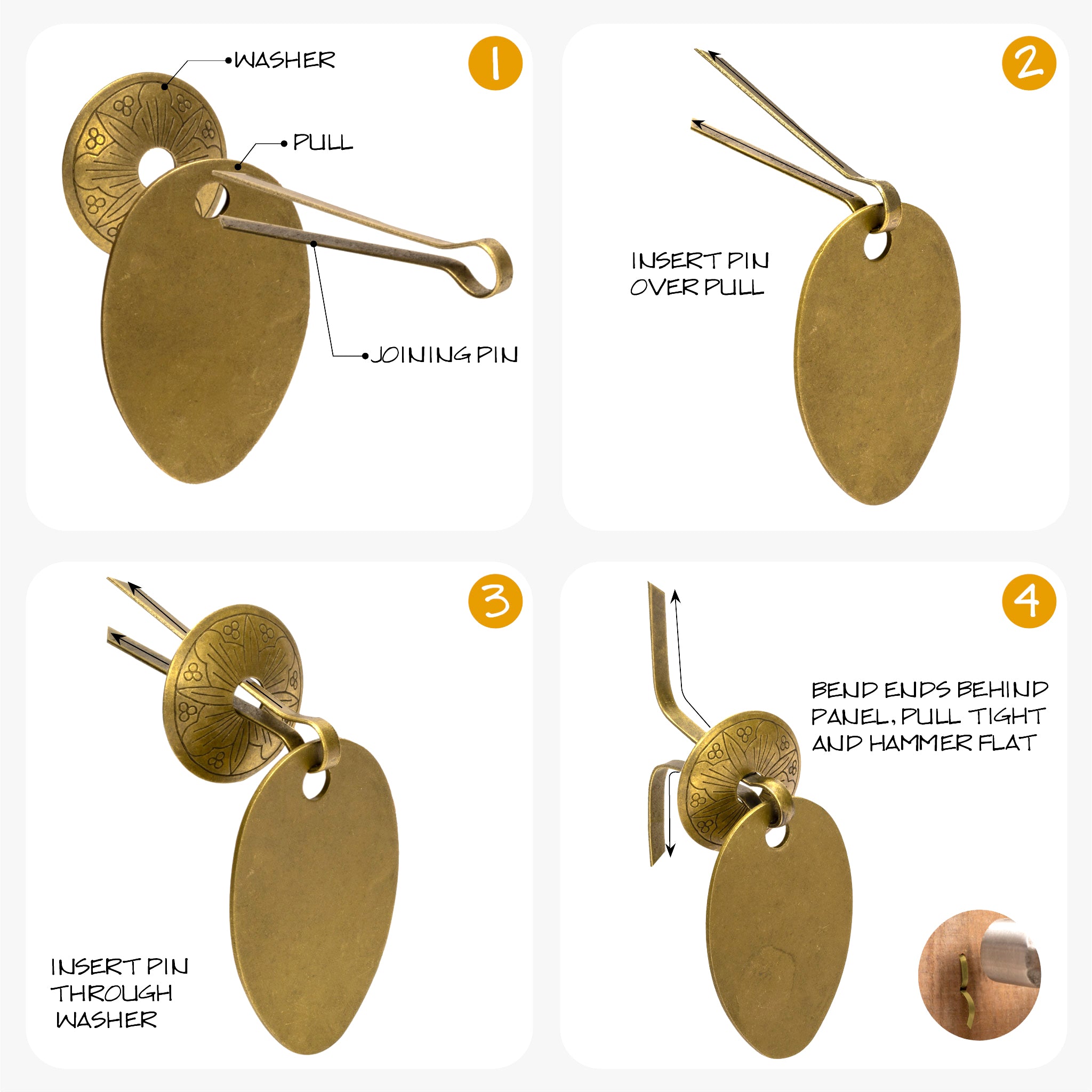 Oval Pulls with Engraved Round Backplate 2.6" - Set of 2-Chinese Brass Hardware