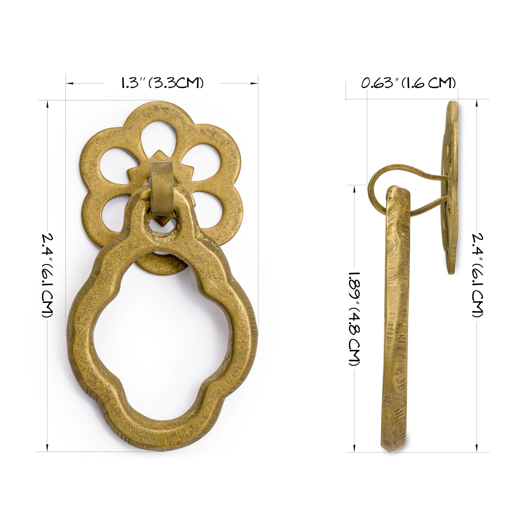 Plum Flower Pulls - 1.9" - Set of 2-Chinese Brass Hardware