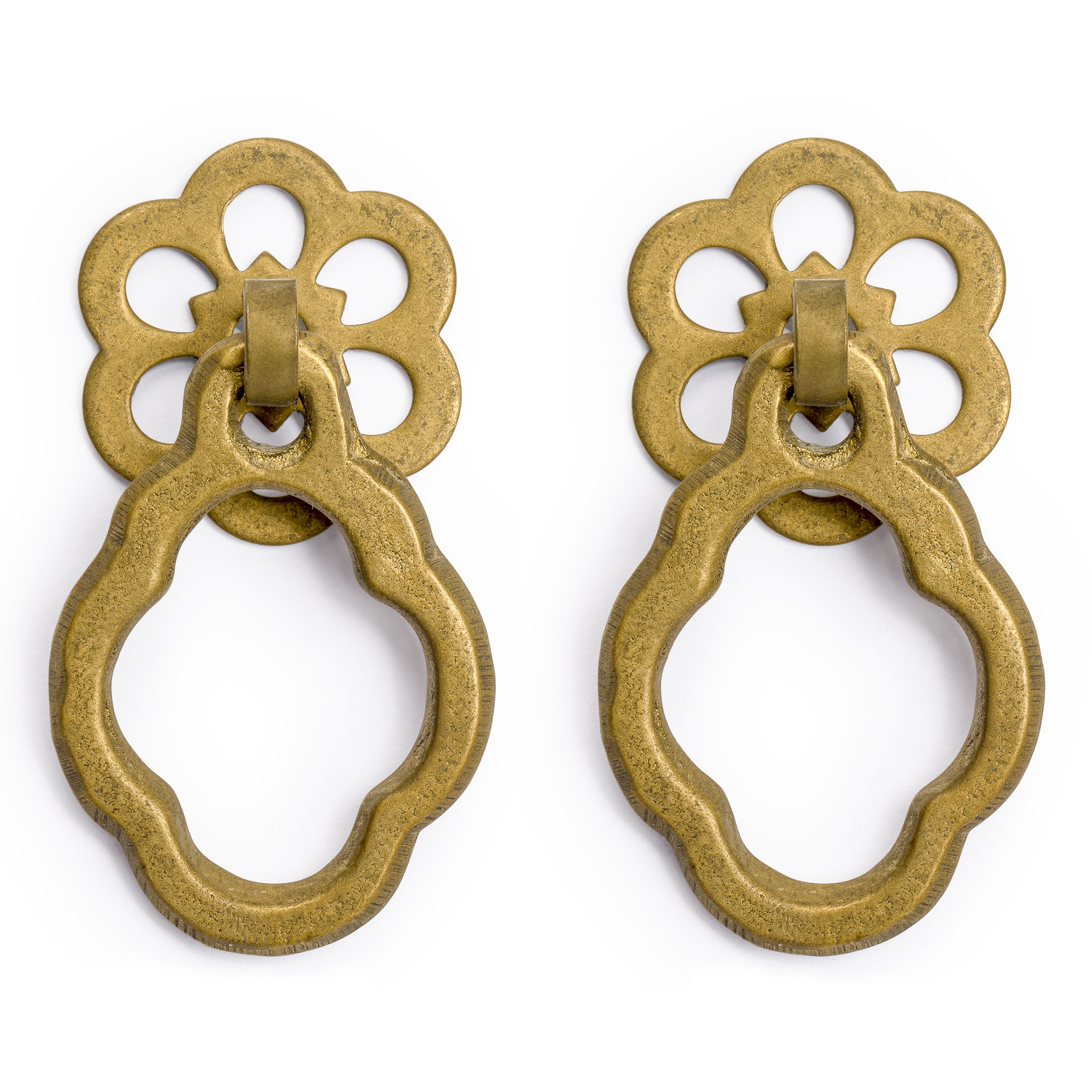 Plum Flower Pulls - 1.9" - Set of 2-Chinese Brass Hardware