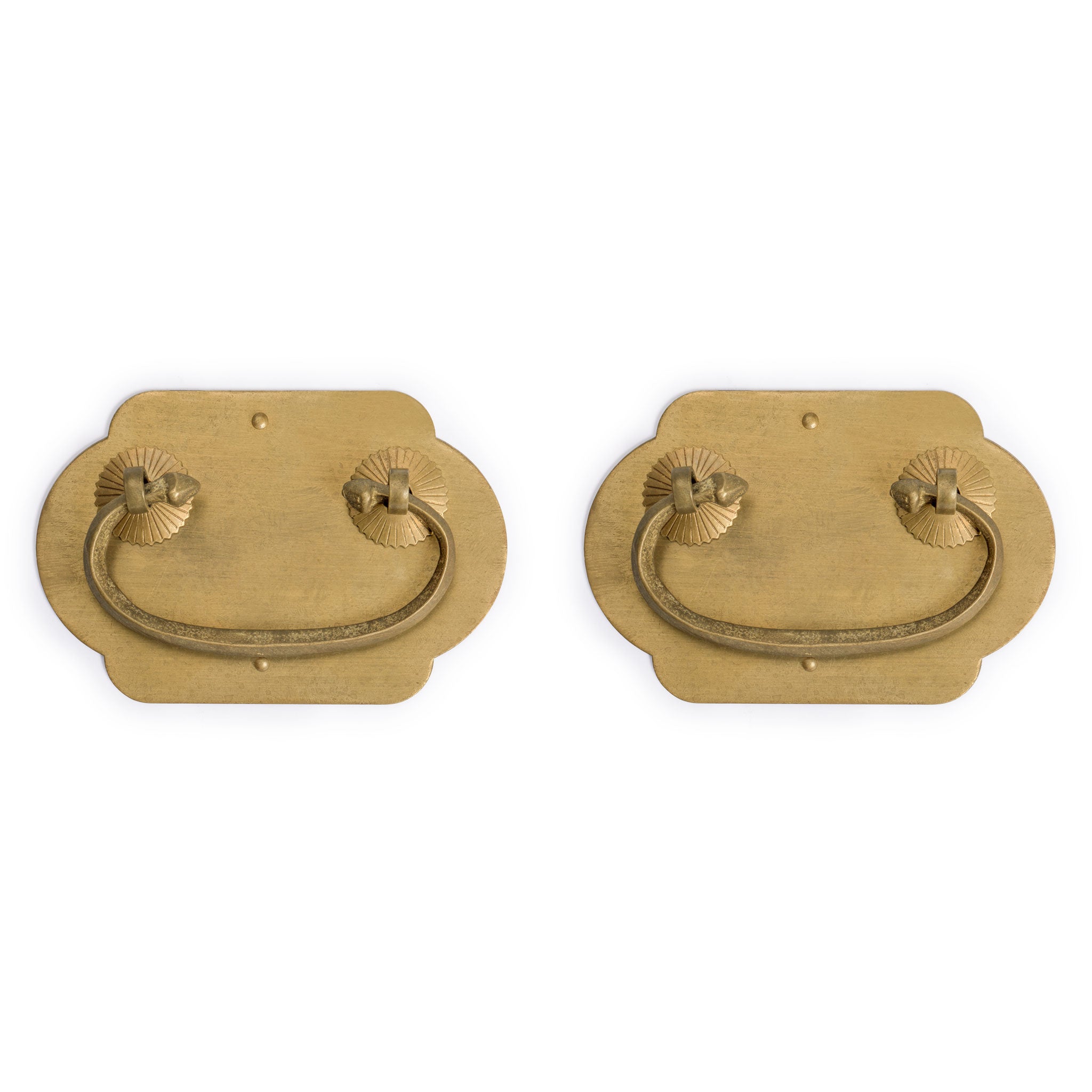 “Prosperity” Brass Drawer Pulls 4 x 2.7” - Set of 2-Chinese Brass Hardware