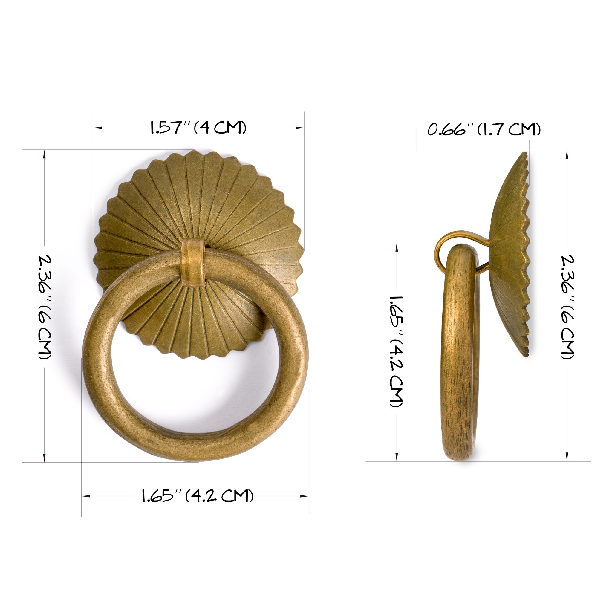 Ring Pulls 2.4" - Set of 2-Chinese Brass Hardware