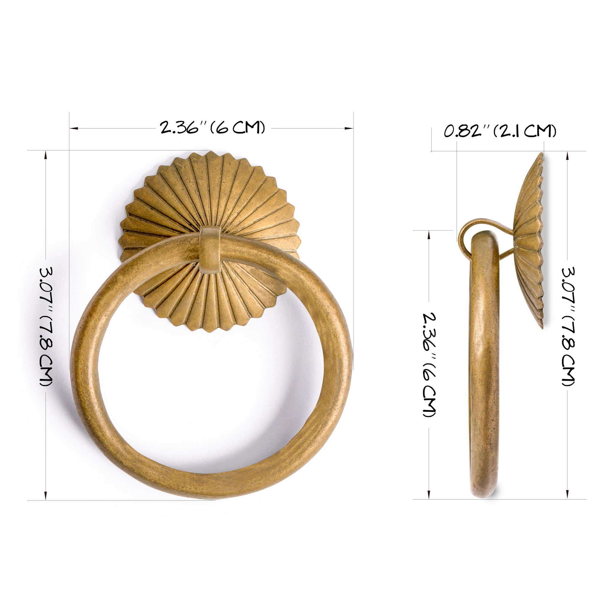 Ring Pulls 2.4" - Set of 2-Chinese Brass Hardware