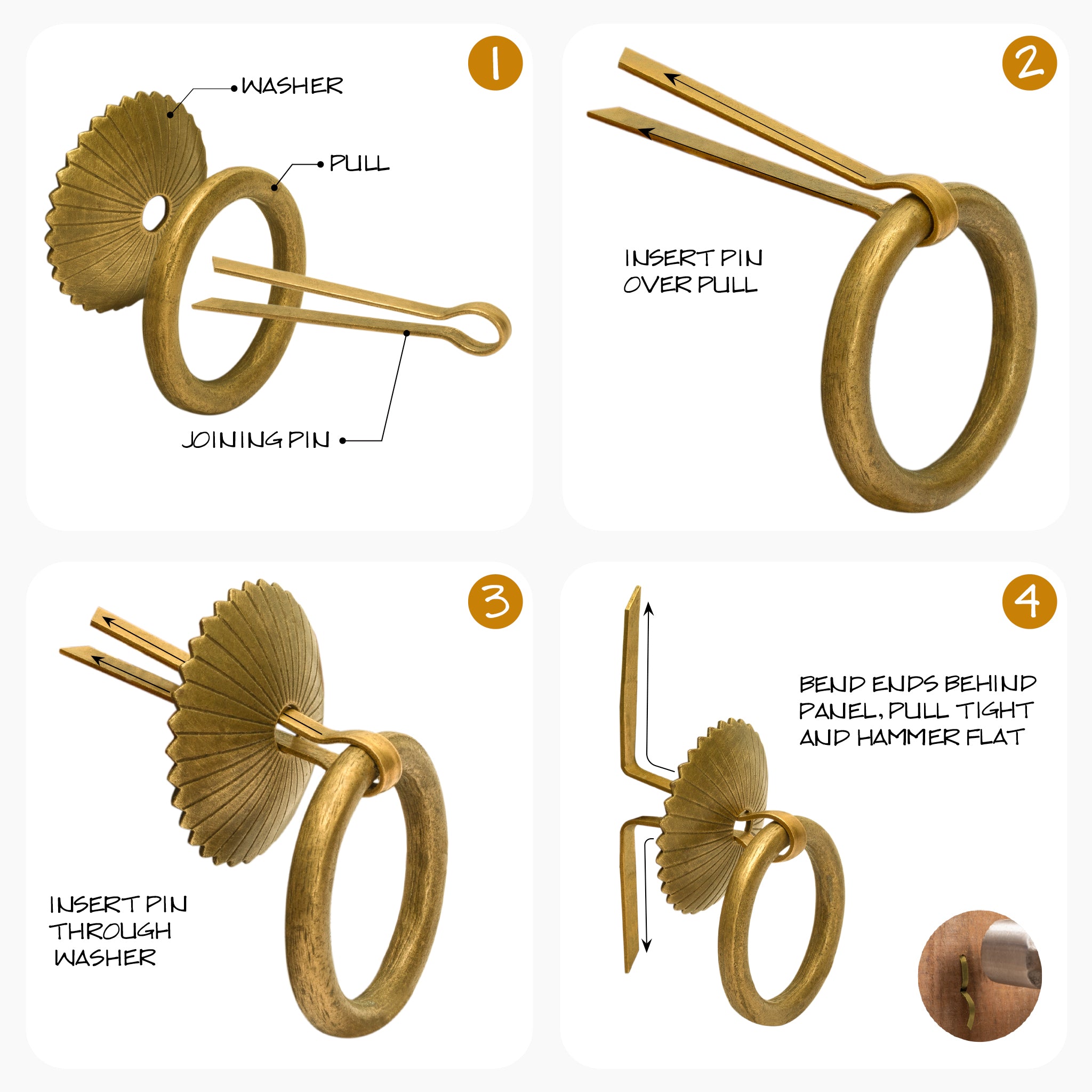 Ring Pulls 2.4" - Set of 2-Chinese Brass Hardware