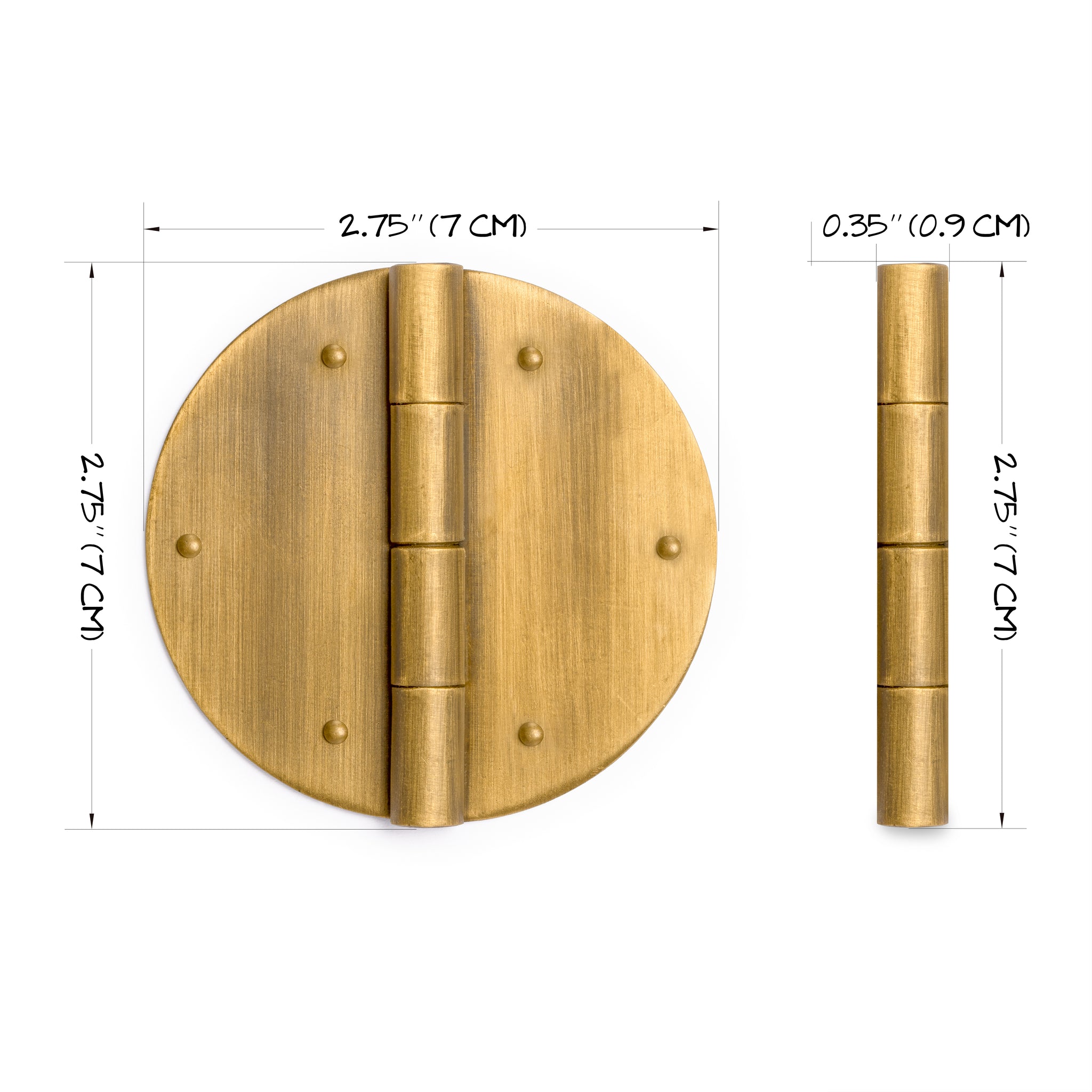 Round Brass Hinges 2.8" - Set of 2-Chinese Brass Hardware