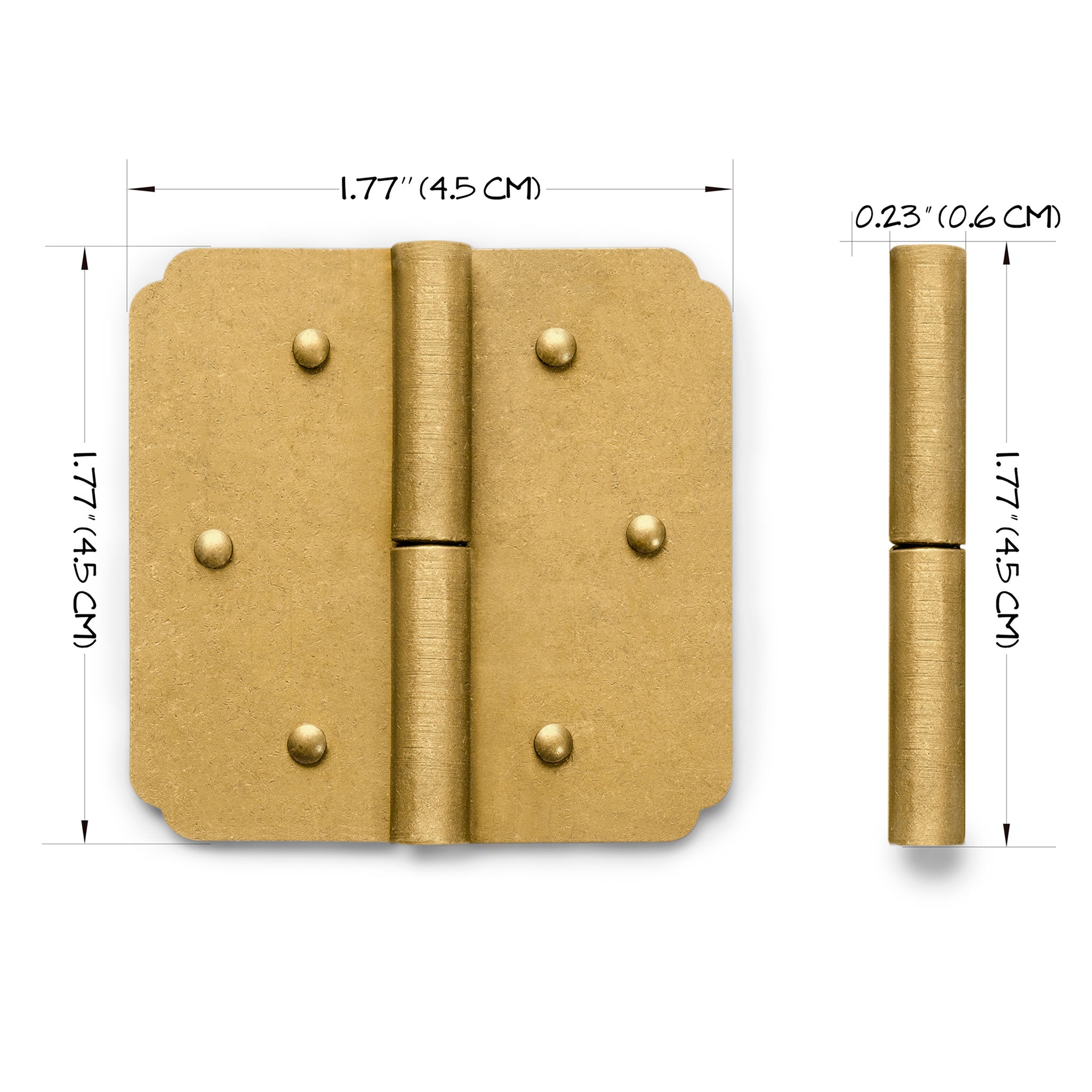 Rounded Corner Brass Hinge - 1.77"- Set of 2-Chinese Brass Hardware