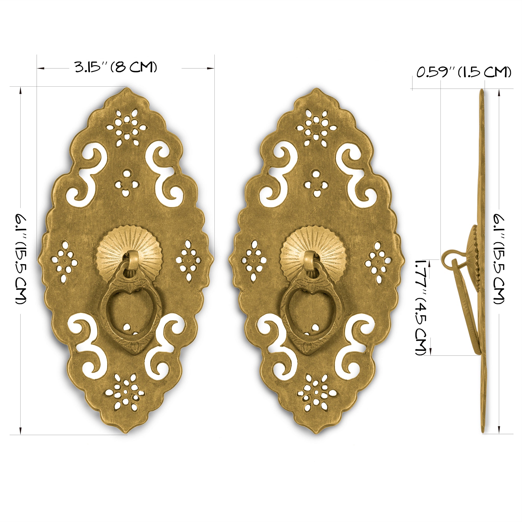 Silk Cabinet Pull 3" x 6"-Chinese Brass Hardware