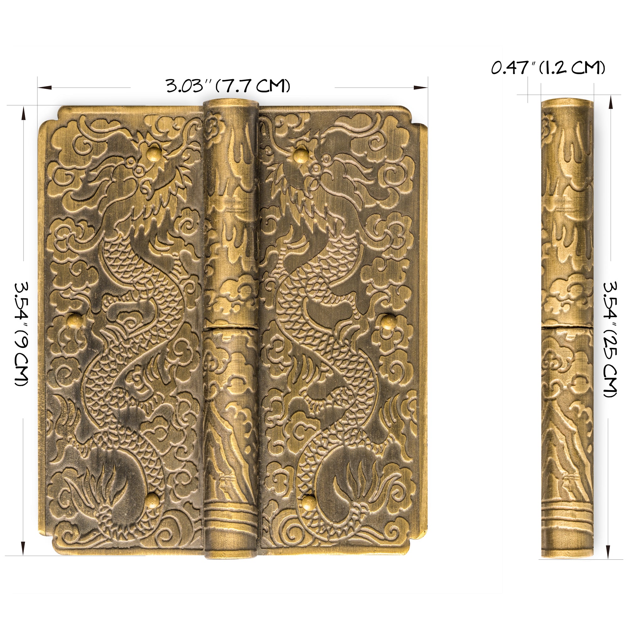 Sparring Dragons Hinge 3.5" - Set of 2-Chinese Brass Hardware