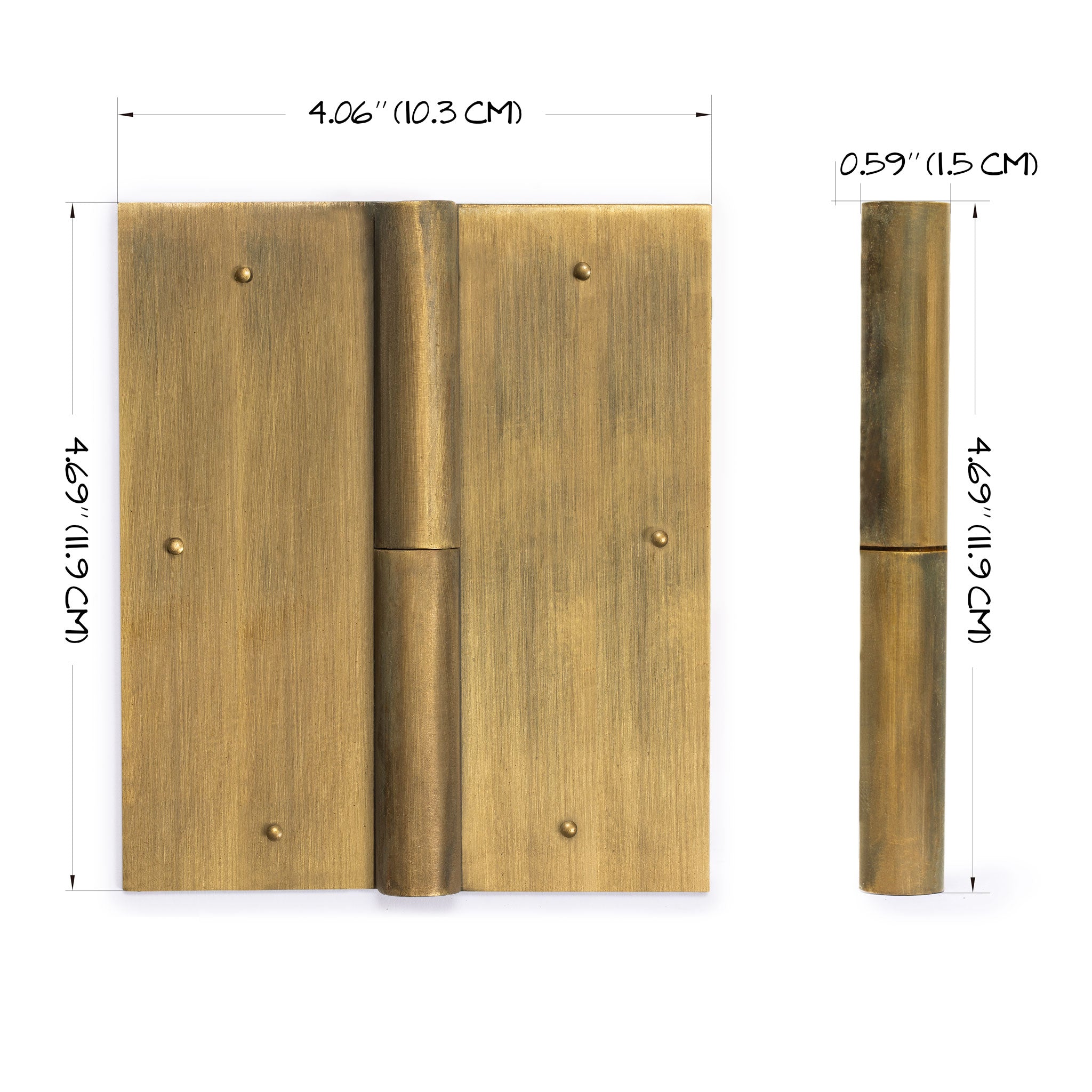 Square Brass Hinge 4.7" - Set of 2-Chinese Brass Hardware