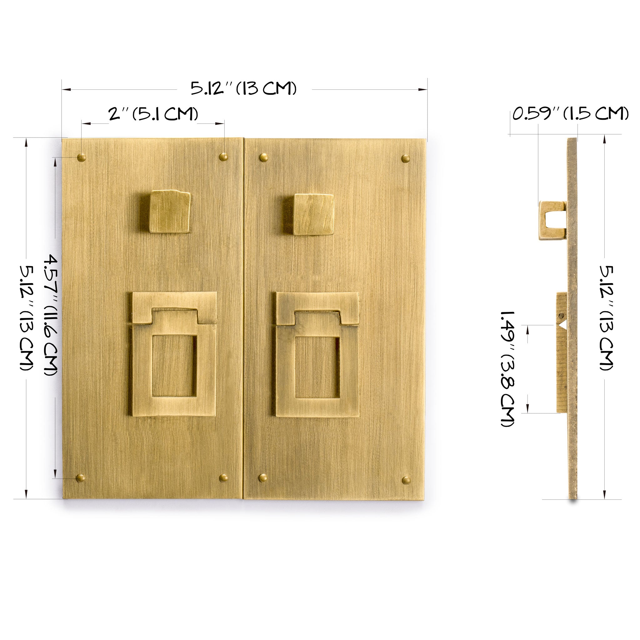 Square in Square Plate - Set of 2-Chinese Brass Hardware