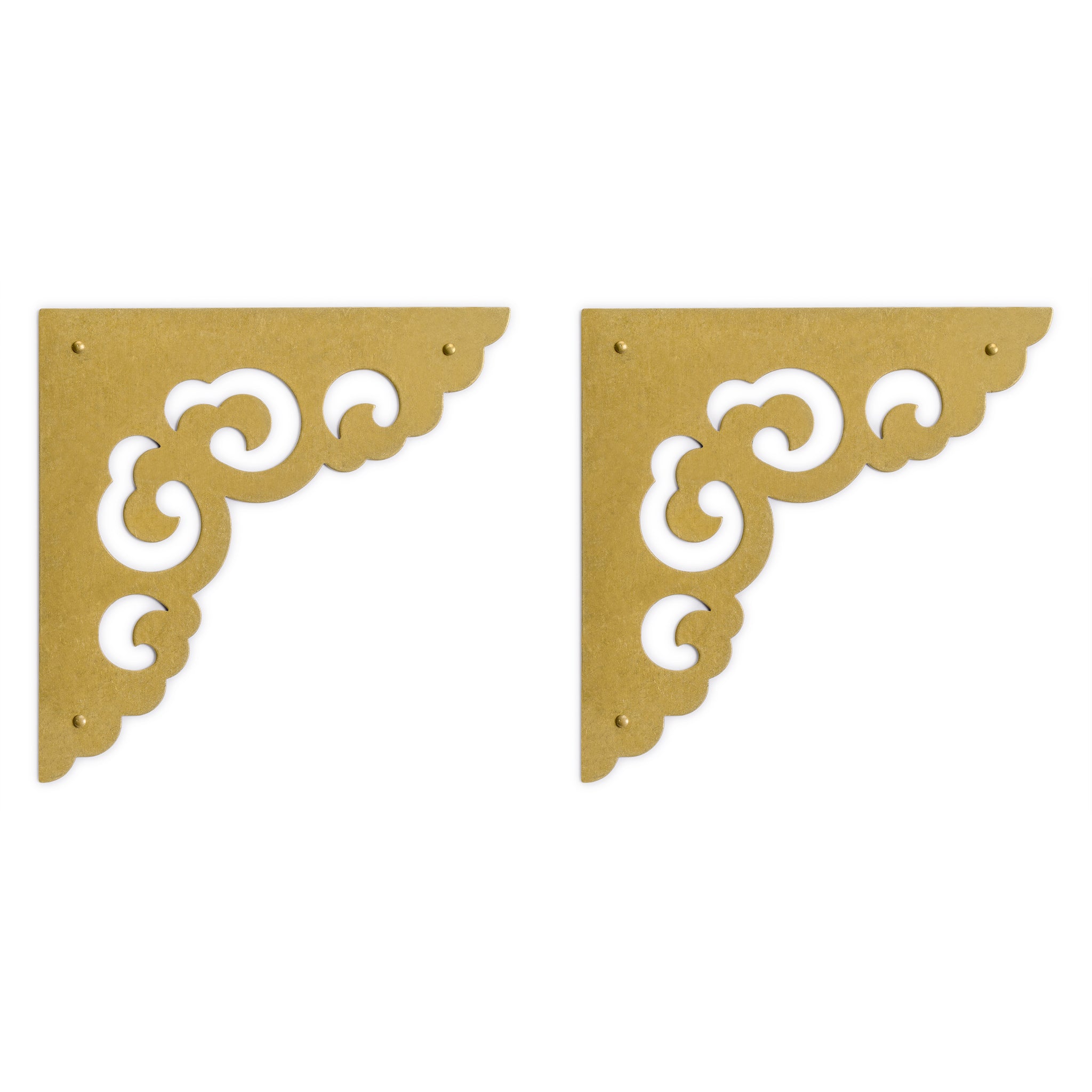 Swallow Tail Corner Plate 4.5" x 4.5" - Set of 2-Chinese Brass Hardware