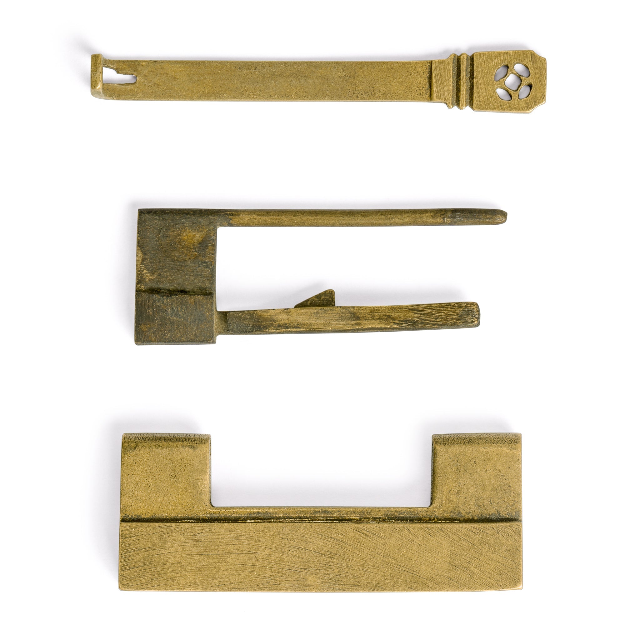 Traditional Chinese Brass Door Chest Cabinet Hardware Key Lock, 3.4"-Chinese Brass Hardware