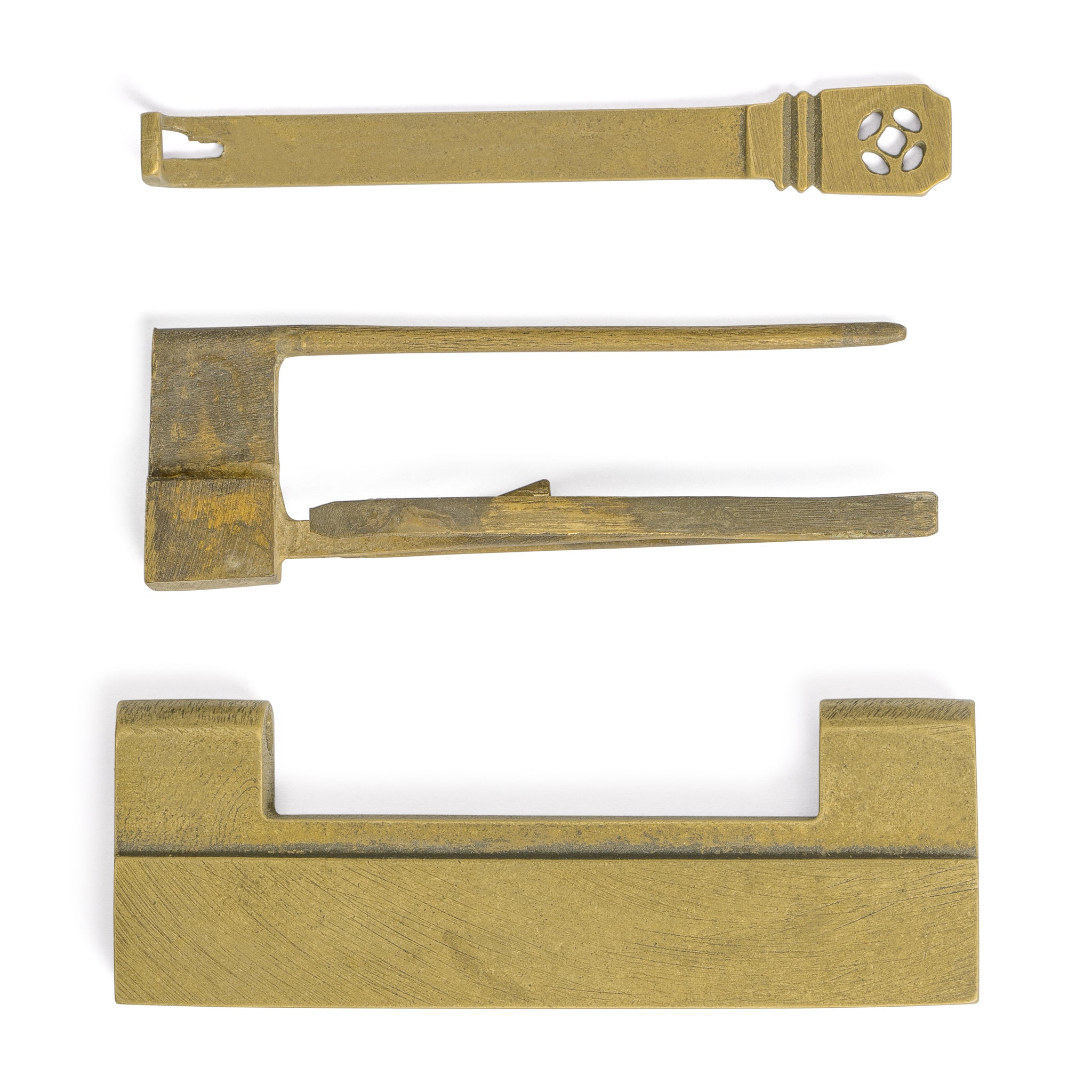 Traditional Chinese Brass Door Chest Cabinet Hardware Key Lock, 3.7"-Chinese Brass Hardware