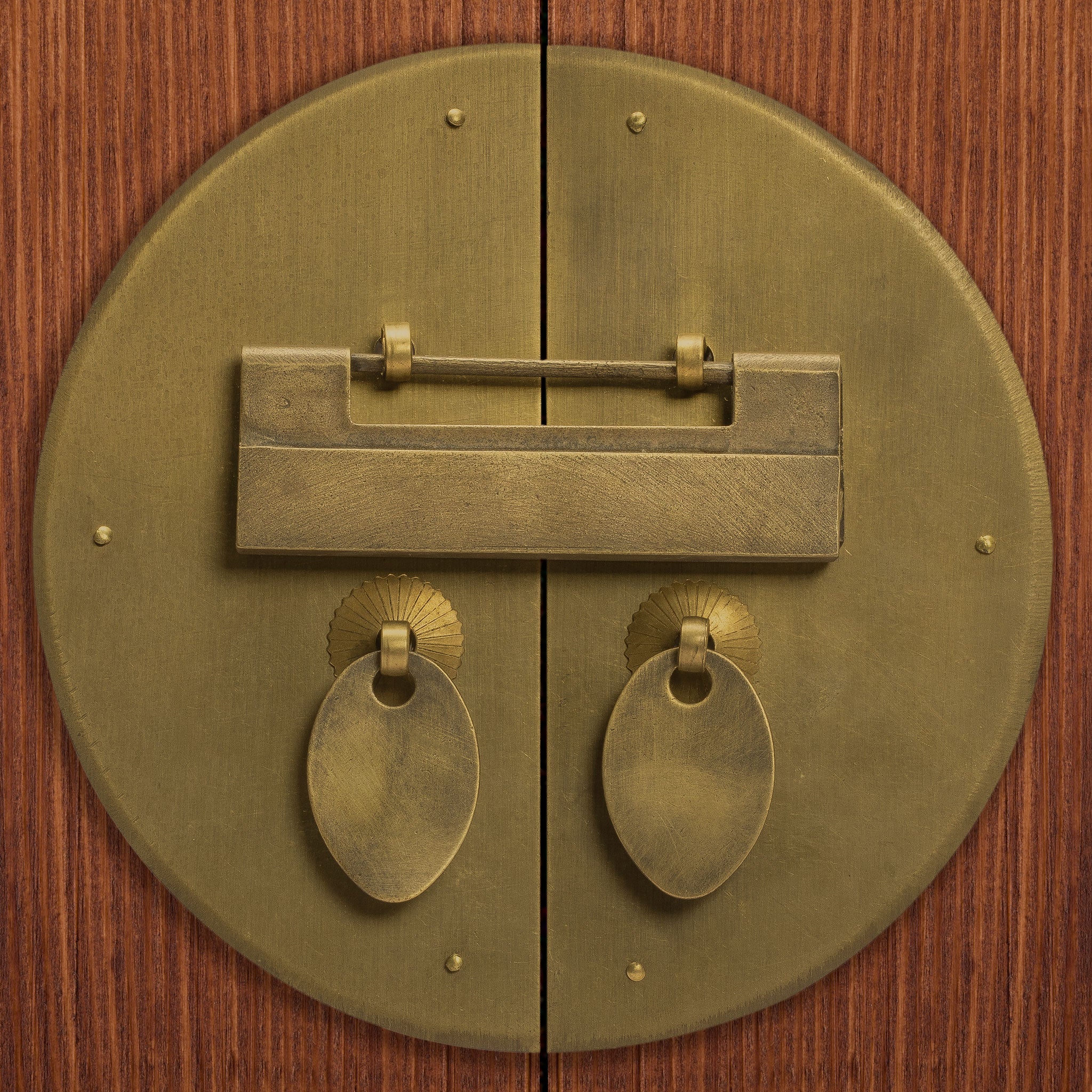 Traditional Chinese Brass Door Chest Cabinet Hardware Key Lock, 3.7"-Chinese Brass Hardware