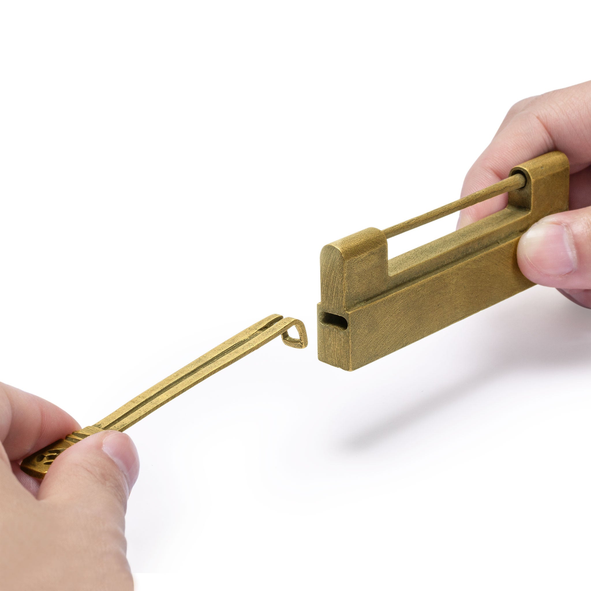Traditional Chinese Brass Door Chest Cabinet Hardware Key Lock, 3.7"-Chinese Brass Hardware