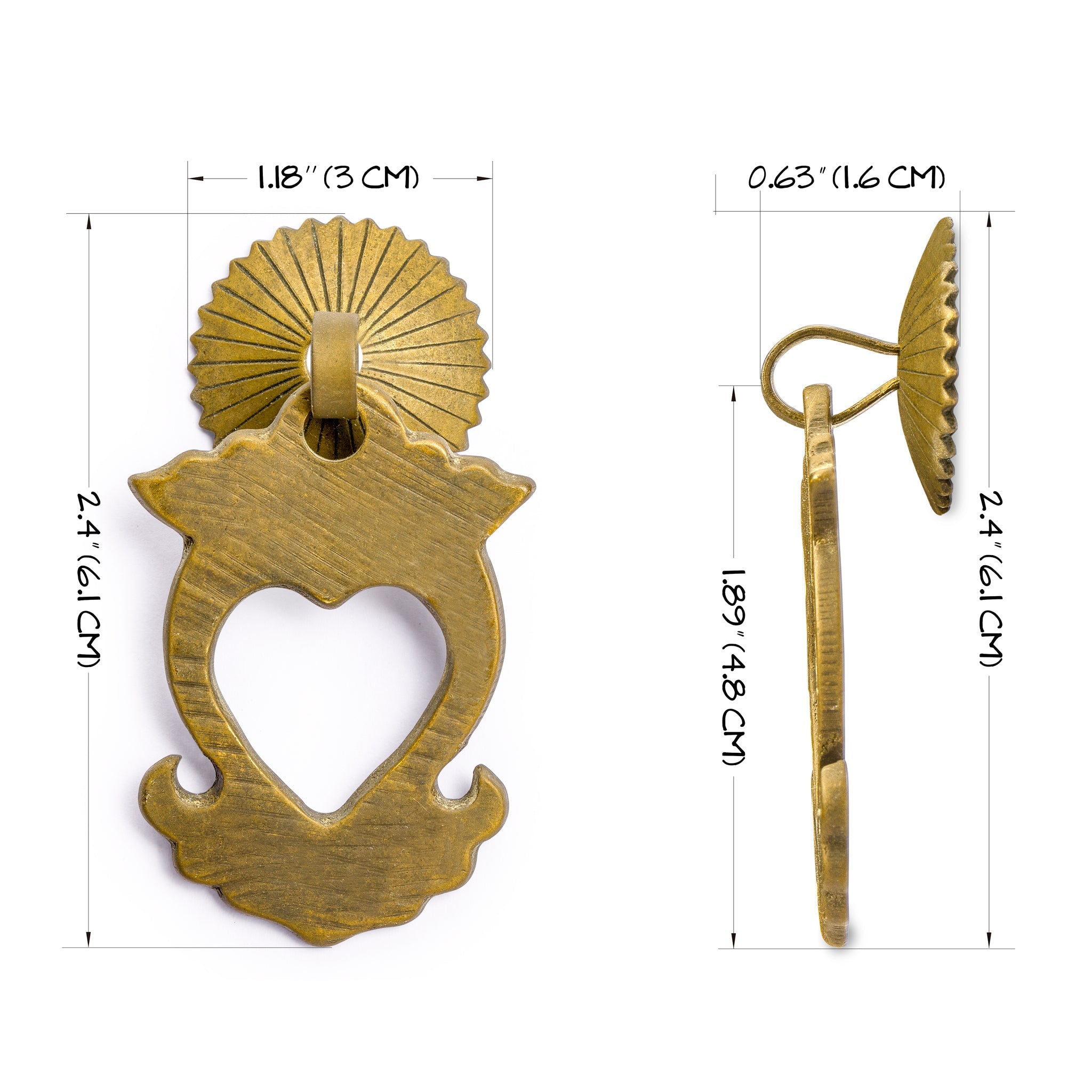 Valentine Pulls 2.4" - Set of 2-Chinese Brass Hardware